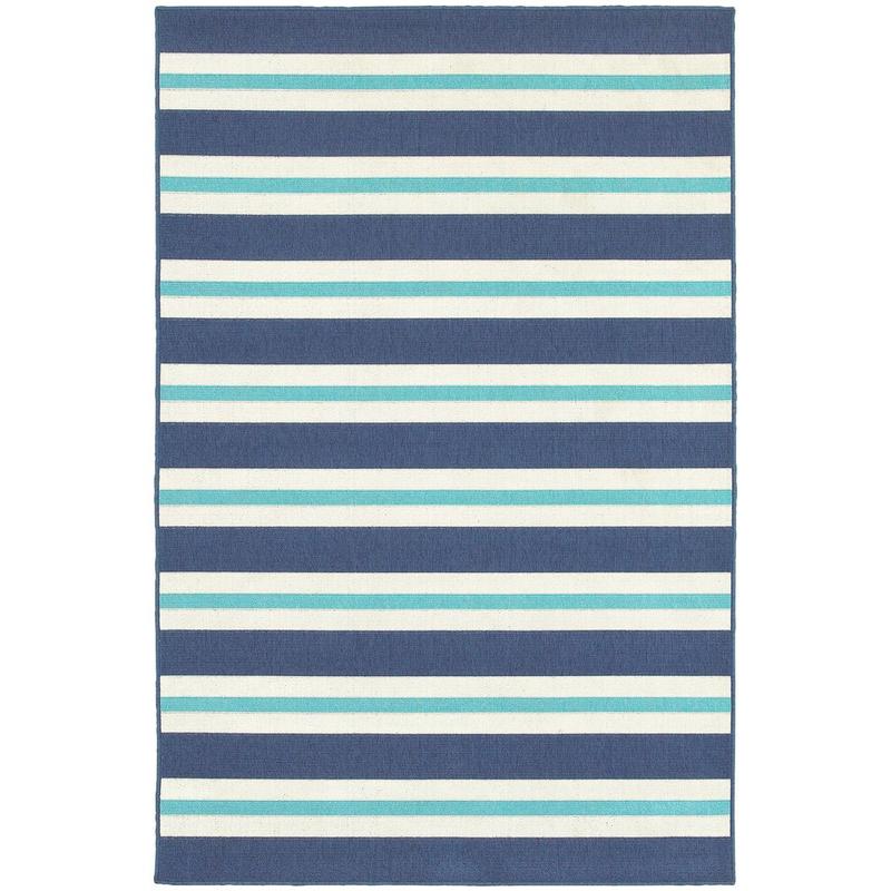 Meridian 5701B Blue/ Ivory Indoor/Outdoor Area Rug - 1'10" x 2'10"