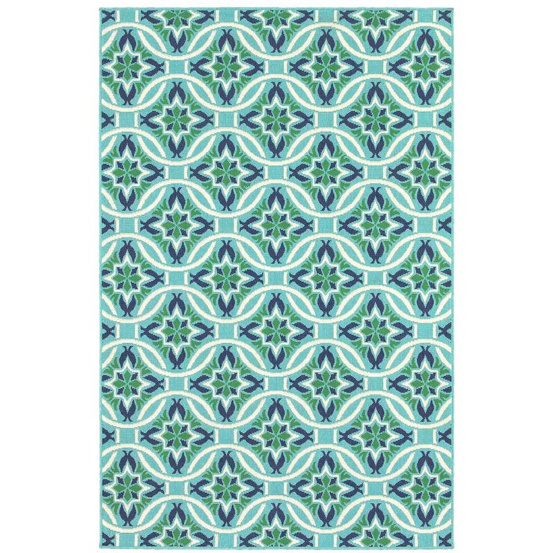 Meridian 5868L Blue/ Green Indoor/Outdoor Area Rug - 1'10" x 2'10"
