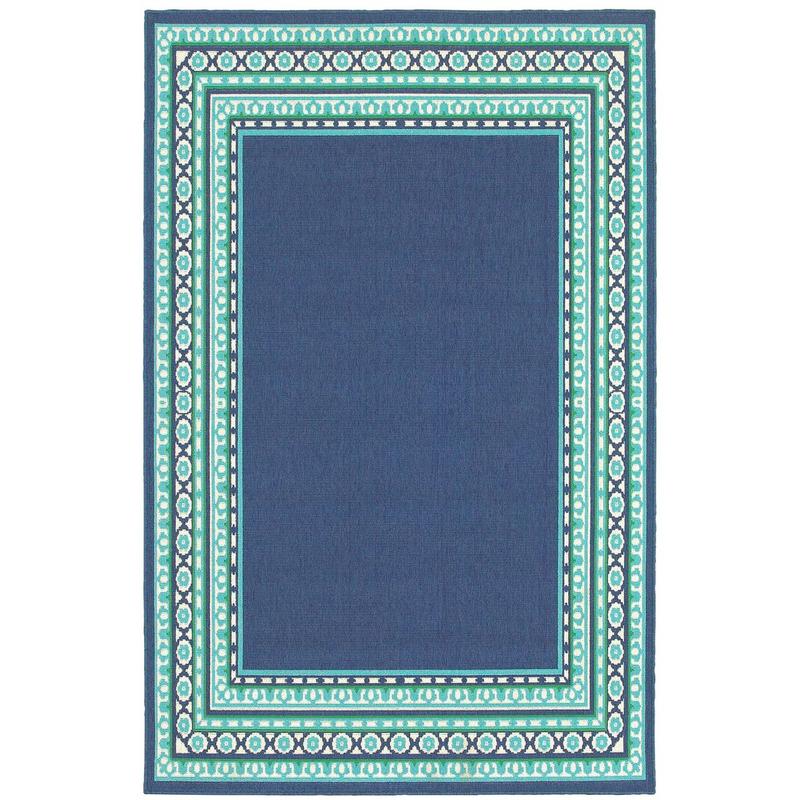 Meridian 9650B Navy/ Green Indoor/Outdoor Area Rug - 1'10" x 2'10"