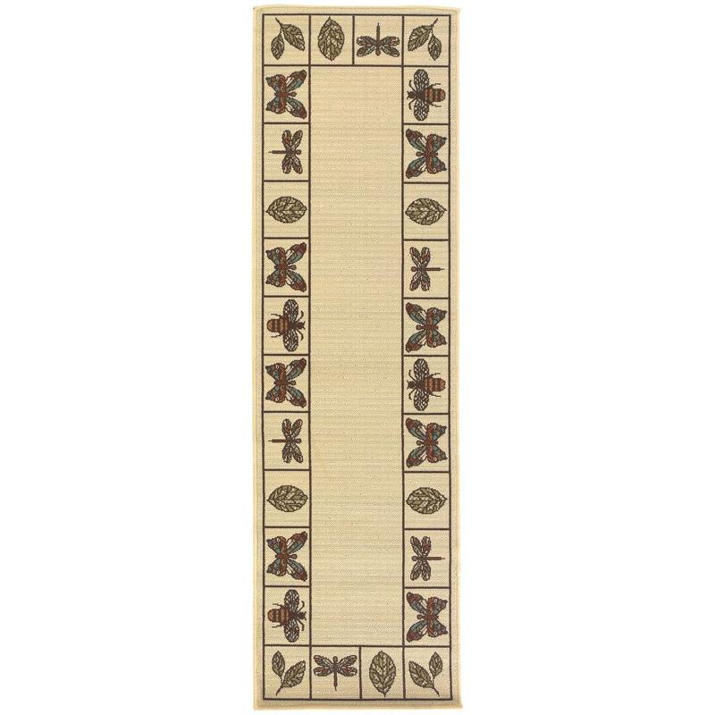 Montego 2266W Ivory/ Brown Indoor/Outdoor Area Rug - 2'3" x 7'6"