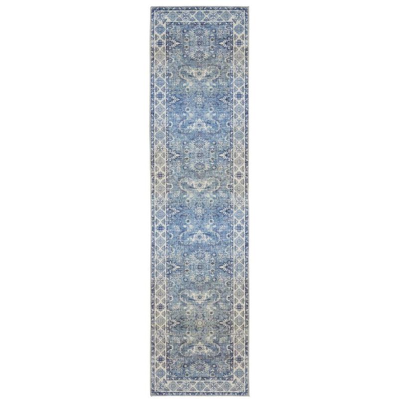 Myers Park MYP04 Blue/ Grey Indoor Area Rug - 2' x 8'