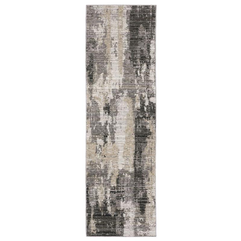Nebulous 4151N Grey/ Beige Indoor Area Rug - 2'3" x 7'6"