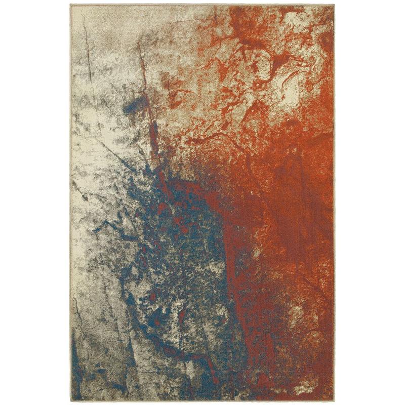 Pasha 1334E Beige/ Orange Indoor Area Rug - 9'10" x 12'10"