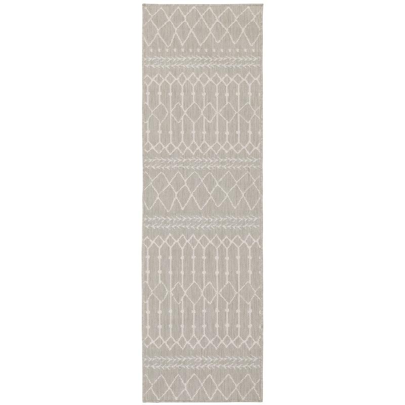 Portofino 670H4 Grey/ Ivory Indoor/Outdoor Area Rug - 1'10" x 7'3"