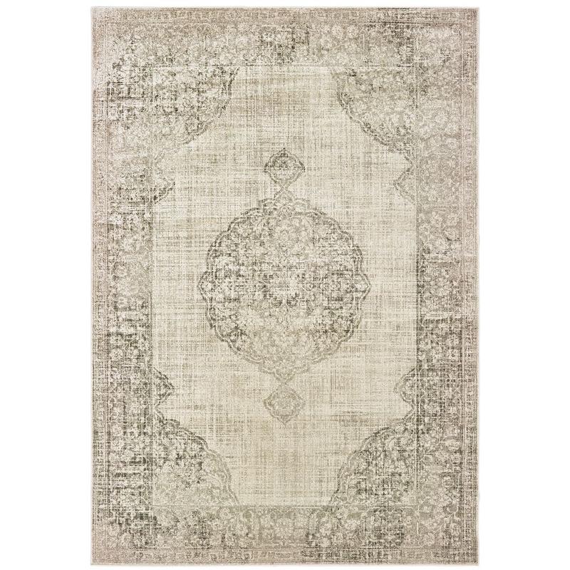 Raleigh 099D5 Ivory/ Grey Indoor Area Rug - 9'10" x 12'10"