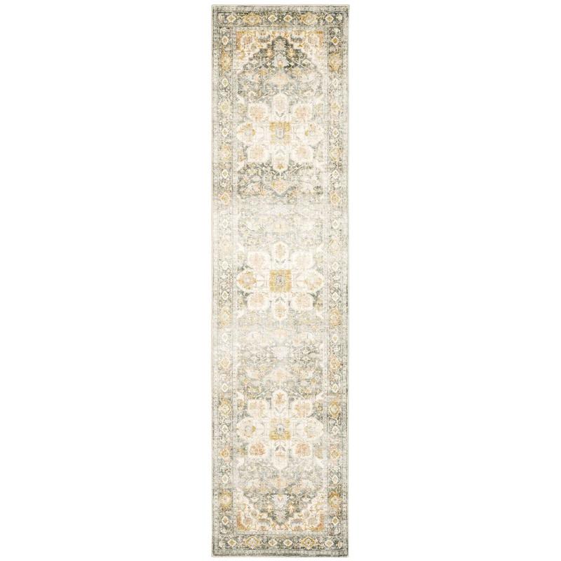 Savoy 28103 Grey/ Gold Indoor Area Rug - 2' x 8'