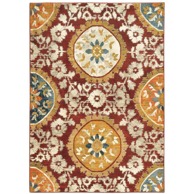 Sedona 6366A Red/ Gold Indoor Area Rug - 9'10" x 12'10"