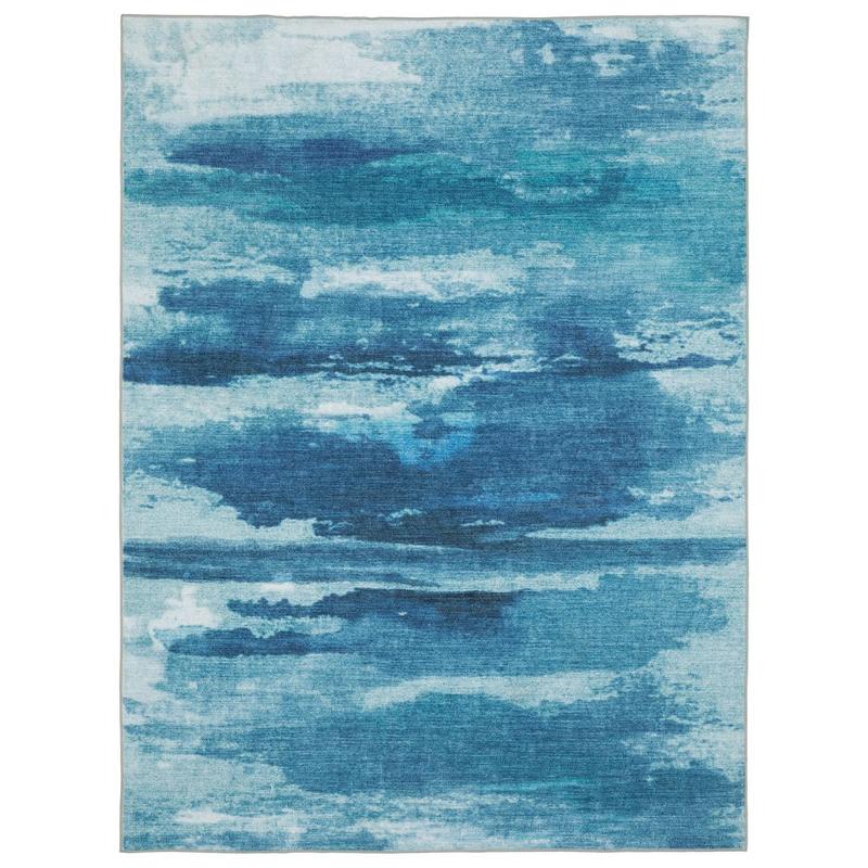Sumter SUM10 Blue/ Ivory Machine Washable Indoor Area Rug - 3'6" x 5'6"