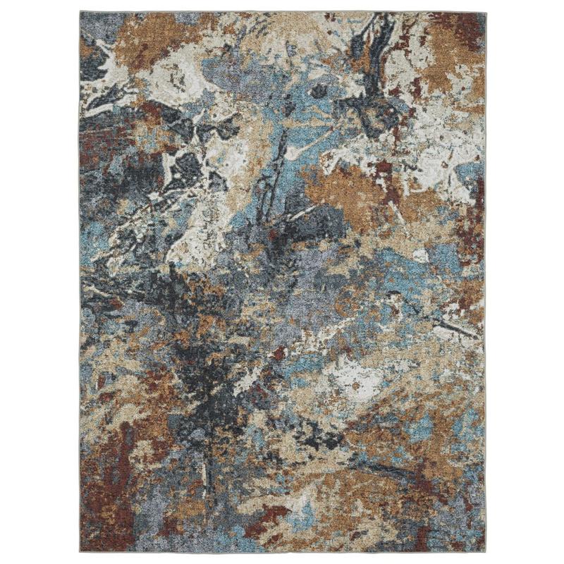Sumter SUM13 Blue/ Rust Machine Washable Indoor Area Rug - 5' x 7'