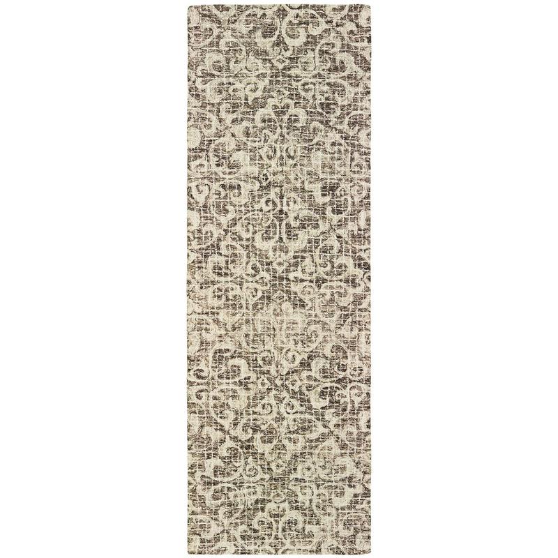 Tallavera 55607 Brown/ Ivory Hand-crafted Wool Area Rug - 2'6" x 8'
