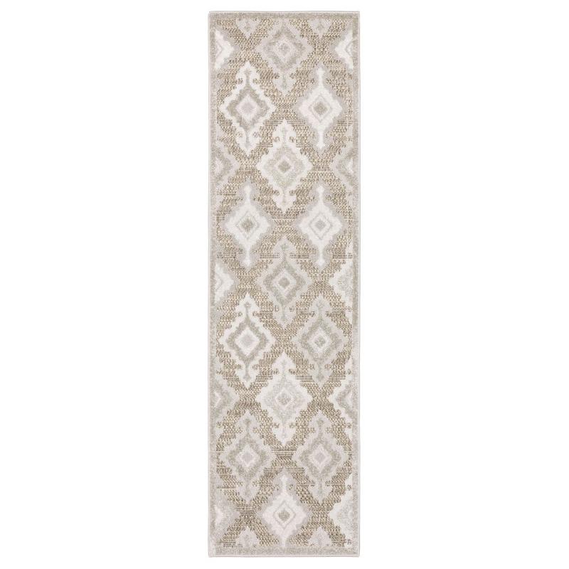 Tangier TAN08 Beige/ Grey Indoor Area Rug - 2'3" x 7'6"