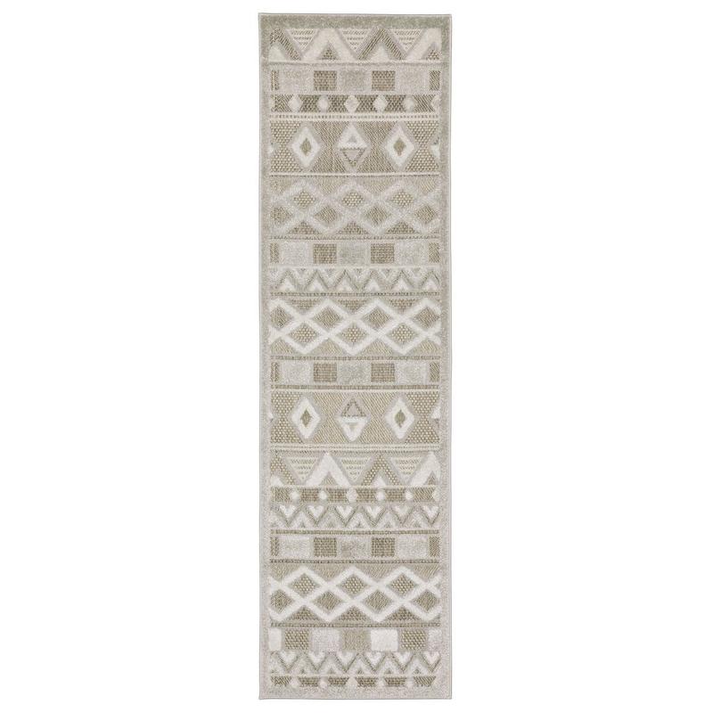 Tangier TAN09 Beige/ Grey Indoor Area Rug - 2'3" x 7'6"