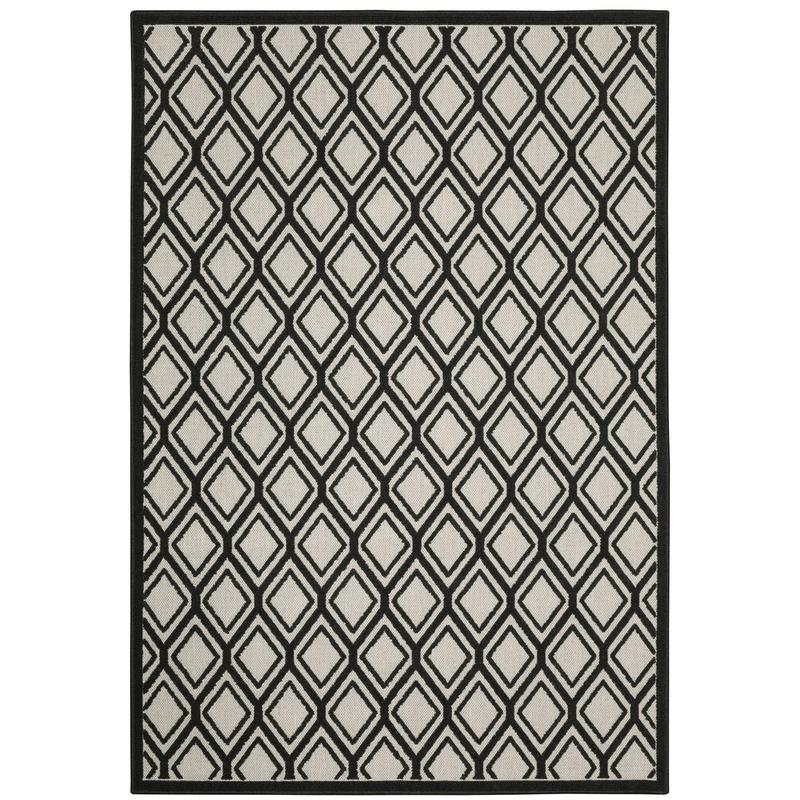 Torrey 4151G Light Grey/ Black Indoor/Outdoor Area Rug - 1'10" x 3'9"