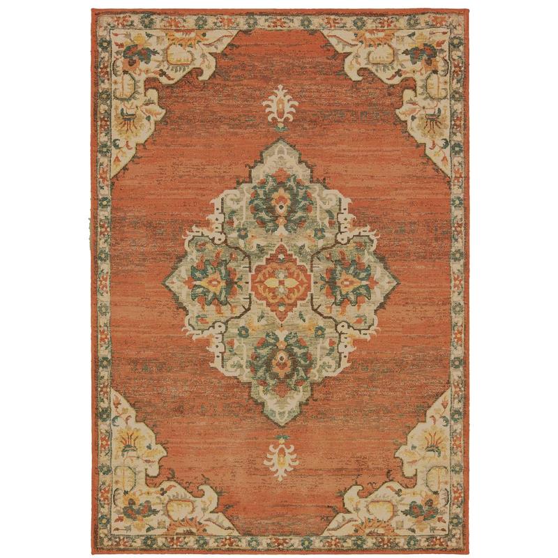 Toscana 9568B Orange/ Grey Indoor Area Rug - 9'10" x 12'10"