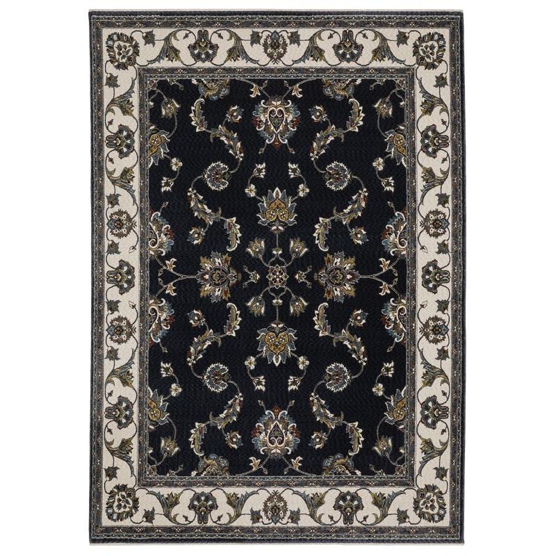 Vivian VI01B Navy/ Ivory Indoor Area Rug - 5'3" x 7'6"