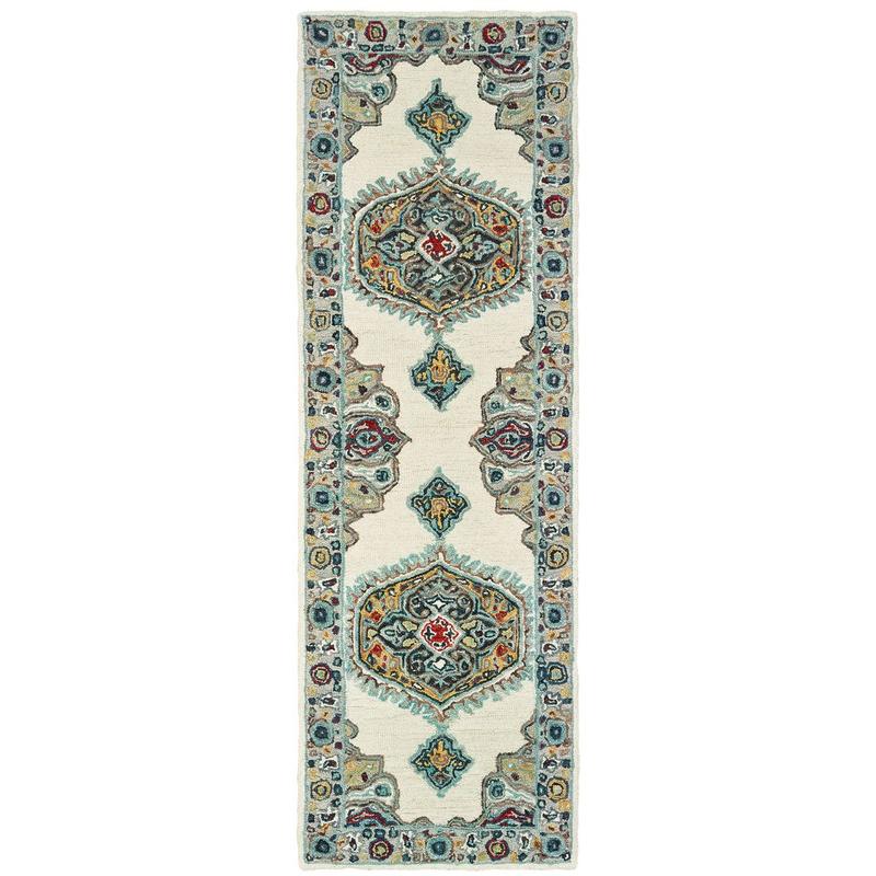 Zahra 75505 Ivory/ Grey Hand-crafted Wool Area Rug - 2'6" x 8'