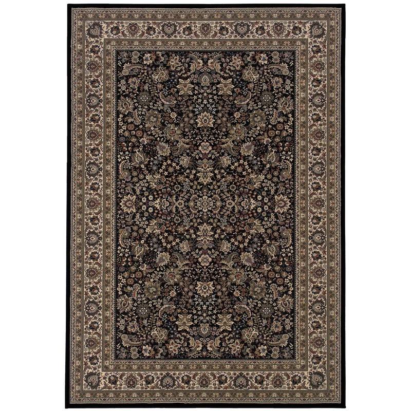 Traditional Black Floral Medallion Area Rug