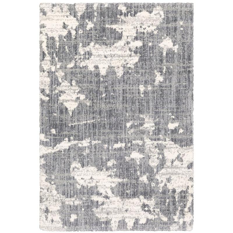 Aspen 003H9 Grey/ Ivory Indoor Area Rug - 5'3" x 7'6"