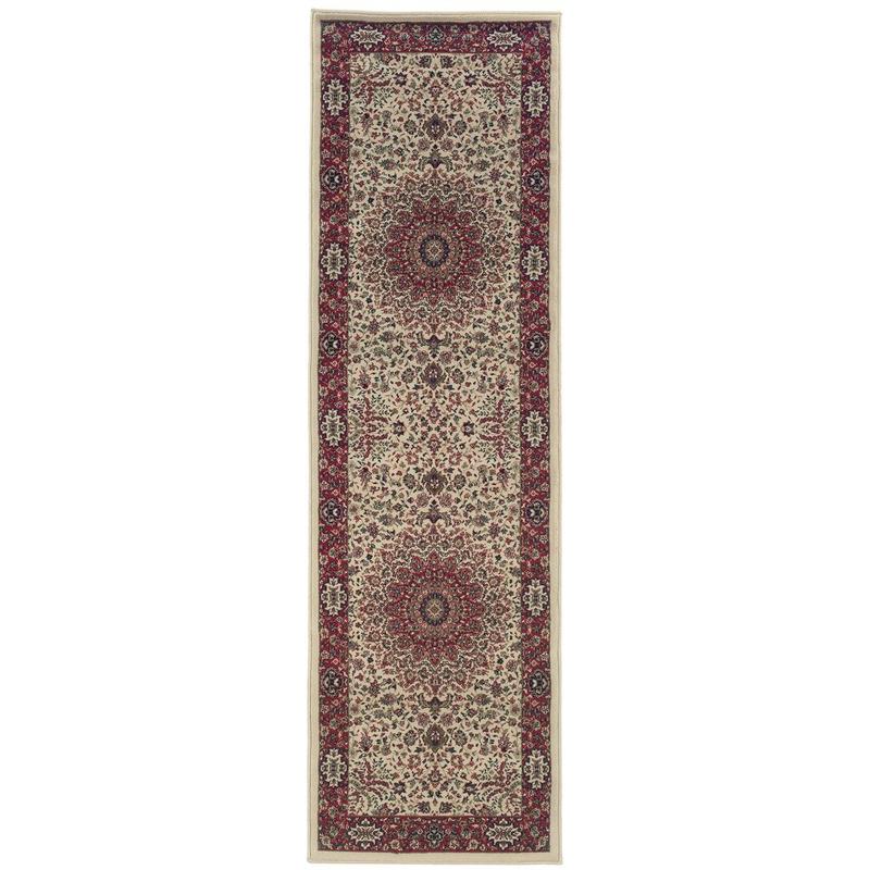 Ariana 095J3 Ivory/ Red Indoor Area Rug - 2'3" x 7'9"