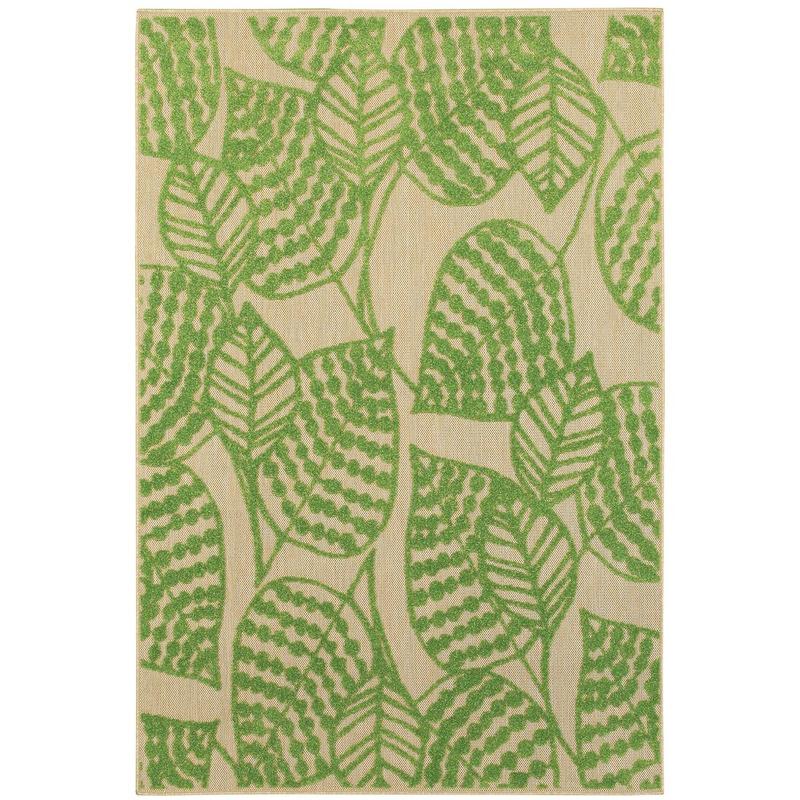 Cayman 566F9 Sand/ Green Indoor/Outdoor Area Rug - 5'3" x 7'6"