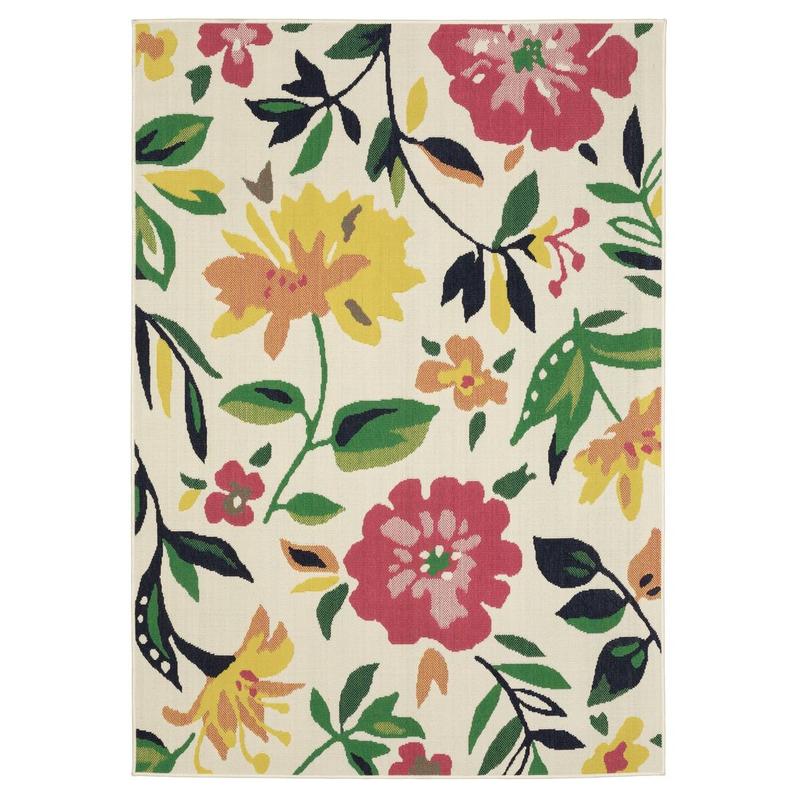 Havana HAV02 Ivory/ Multi Indoor/Outdoor Area Rug - 5'3" x 7'3"