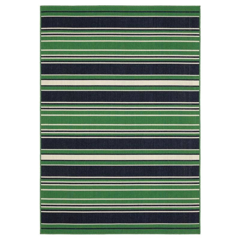 Havana HAV05 Green/ Navy Indoor/Outdoor Area Rug - 3'3" x 5'