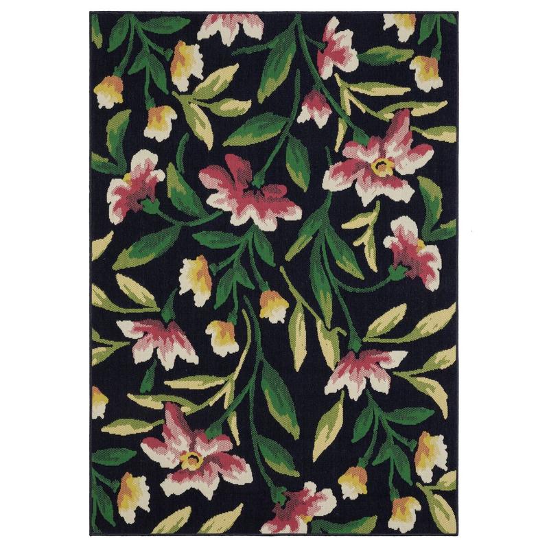 Havana HAV12 Navy/ Multi Indoor/Outdoor Area Rug - 3'3" x 5'