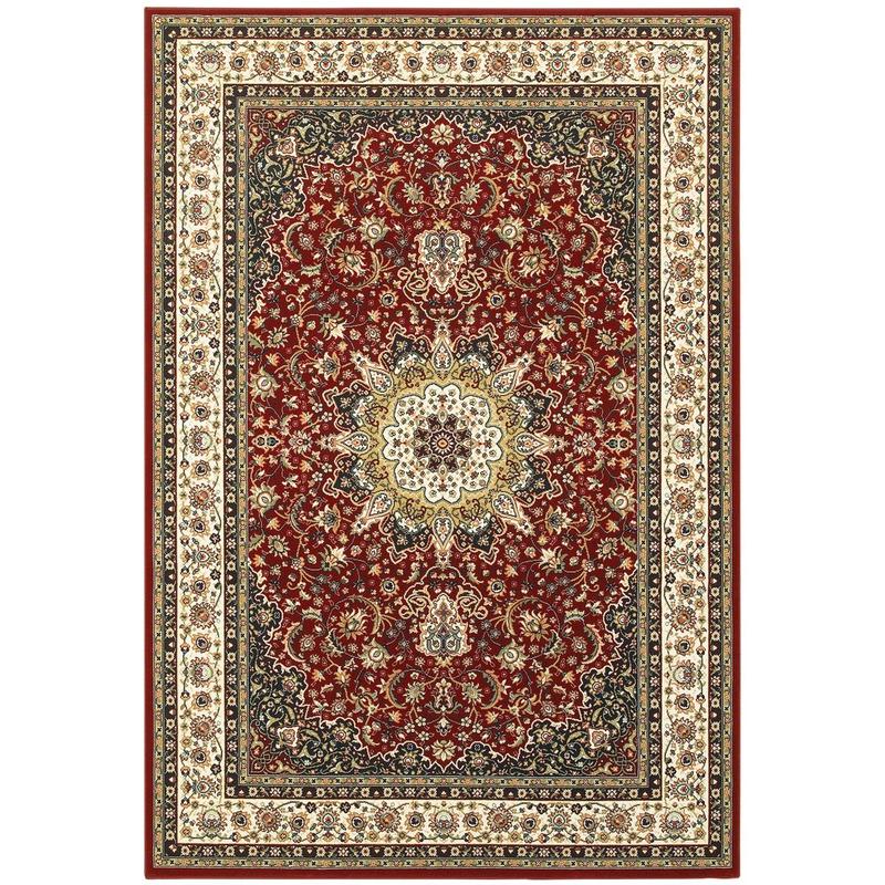 Kashan 119N1 Red/ Ivory Indoor Area Rug - 1'10" x 3'