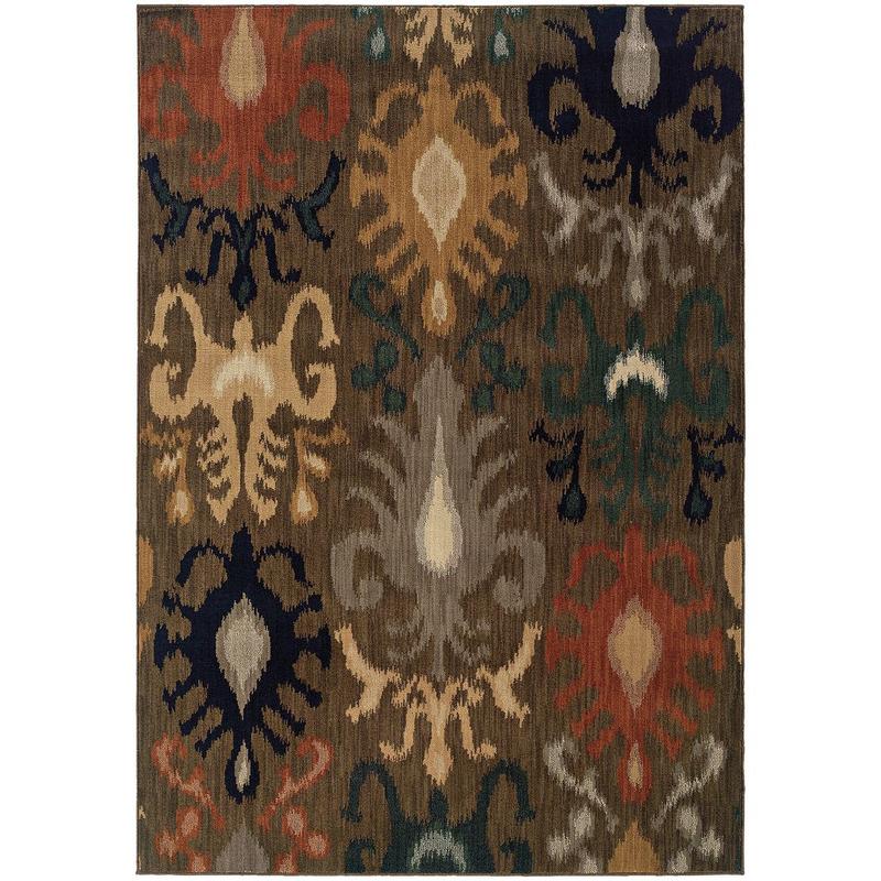 Kasbah 3830D Brown/ Navy Indoor Area Rug - 9'10" x 12'10"