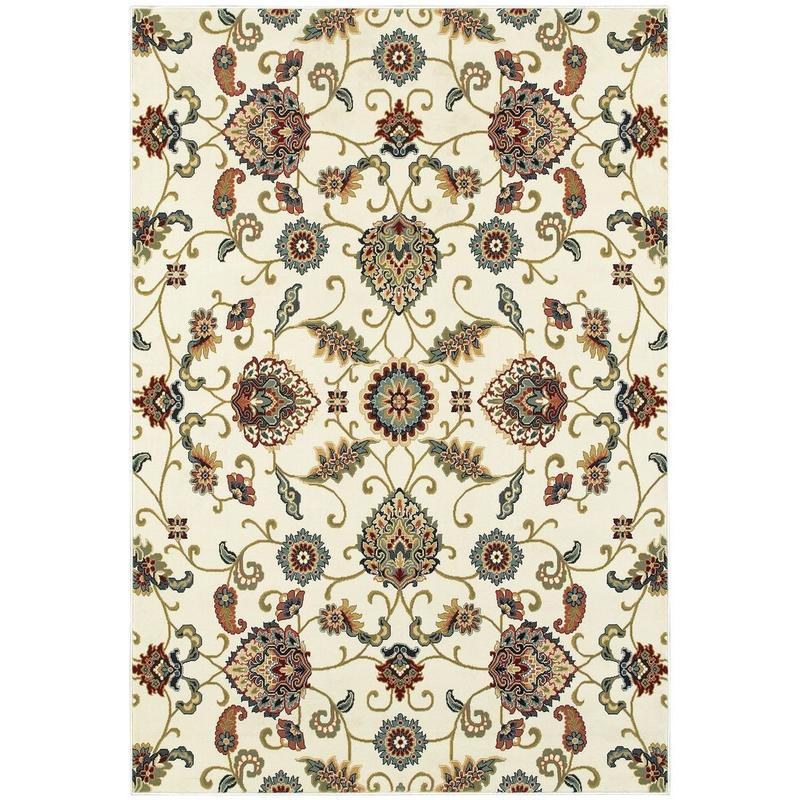 Kashan 9946W Ivory/ Multi Indoor Area Rug - 5'3" x 7'6"