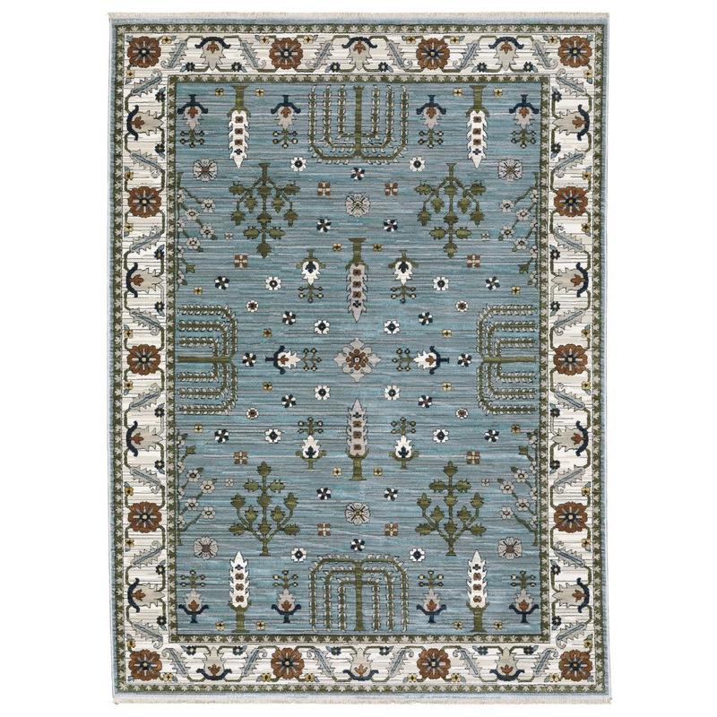 Keira KEI06 Pale Blue/ Green Indoor Area Rug - 3'3" x 5'