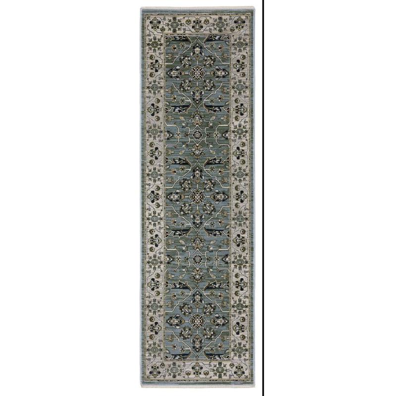 Keira KEI07 Blue/ Green Indoor Area Rug - 2'3" x 7'6"