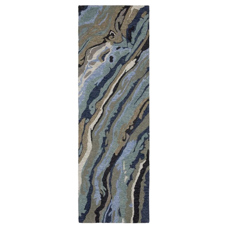 Kipton KIP03 Blue/ Teal Indoor Area Rug - 2'6" x 8'