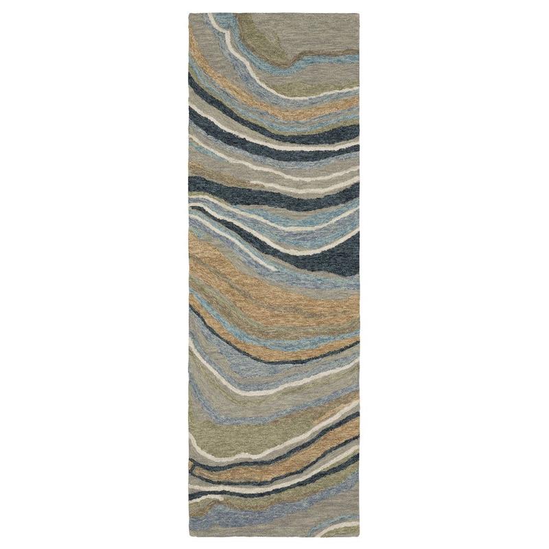 Kipton KIP07 Grey/ Blue Indoor Area Rug - 2'6" x 8'