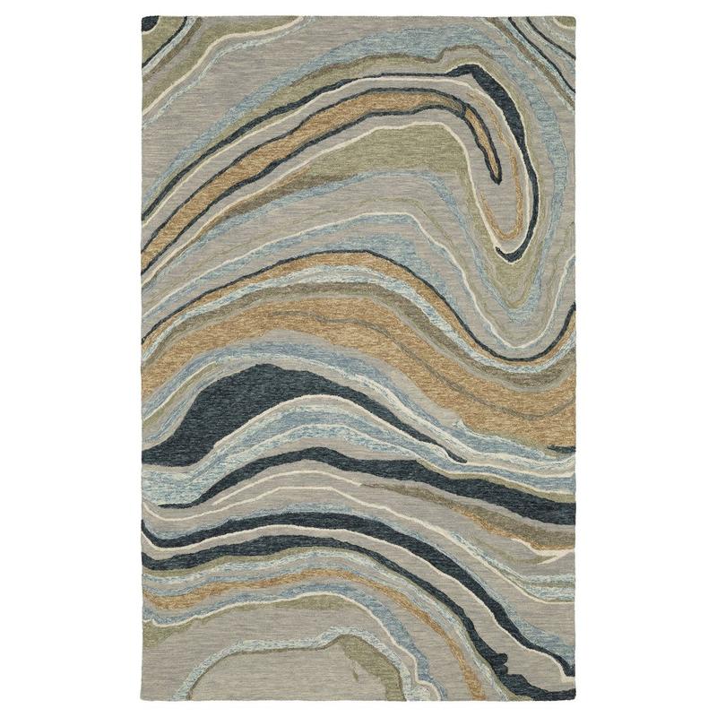 Kipton KIP07 Grey/ Blue Indoor Area Rug - 5' x 8'