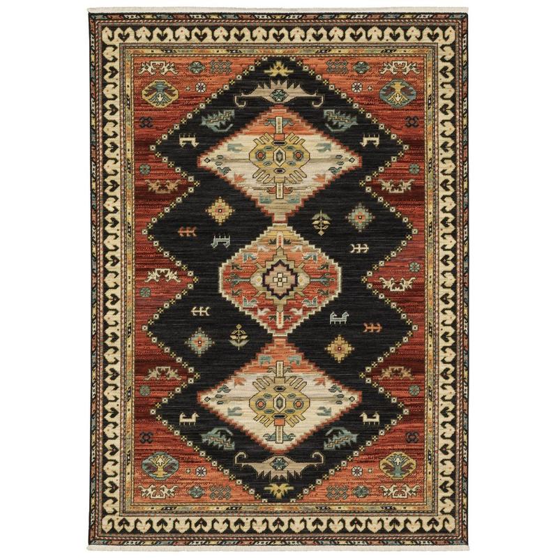 Lilihan 051K6 Charcoal/ Multi Indoor Area Rug - 5'3" x 7'6"