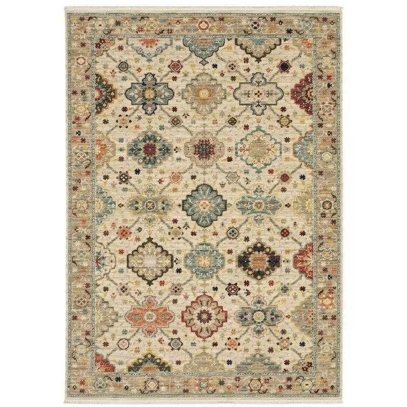 Lilihan 4601W Beige/ Multi Indoor Area Rug - 9'10" x 12'10"