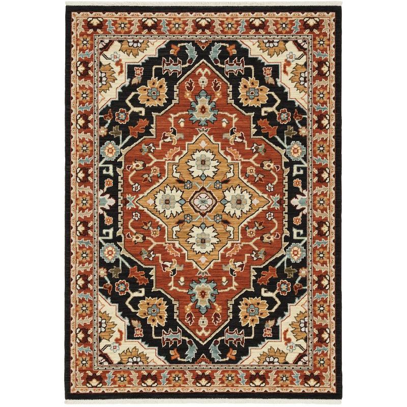 Lilihan 4929A Black/ Rust Indoor Area Rug - 2' x 3'
