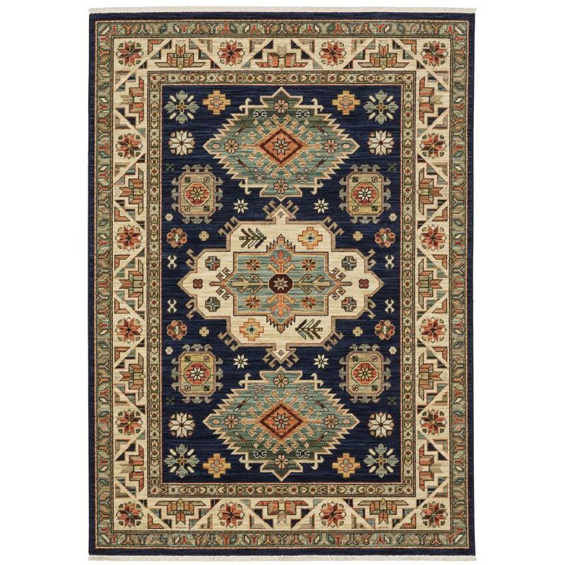 Lilihan 532B6 Navy/ Multi Indoor Area Rug - 5'3" x 7'6"