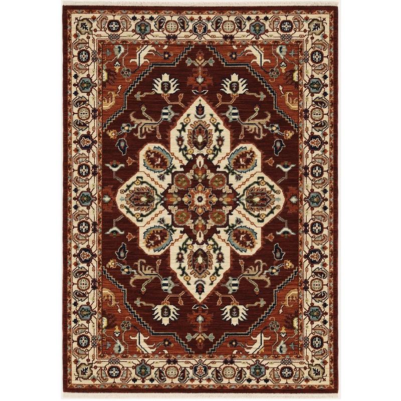 Lilihan 5502C Red/ Ivory Indoor Area Rug - 5'3" x 7'6"