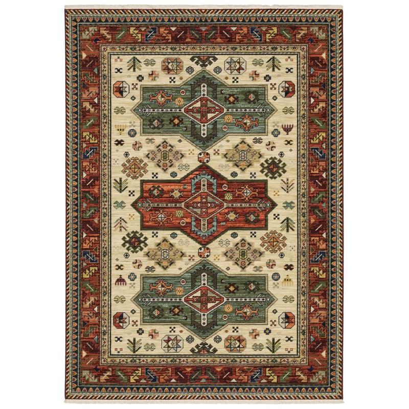 Lilihan 8022R Red/ Multi Indoor Area Rug - 6'7" x 9'6"