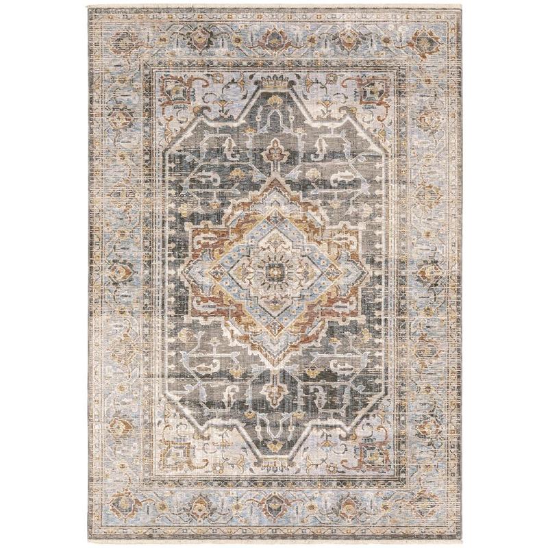 Maharaja 1803X Grey/ Blue Indoor Area Rug - 9'10" x 12'10"