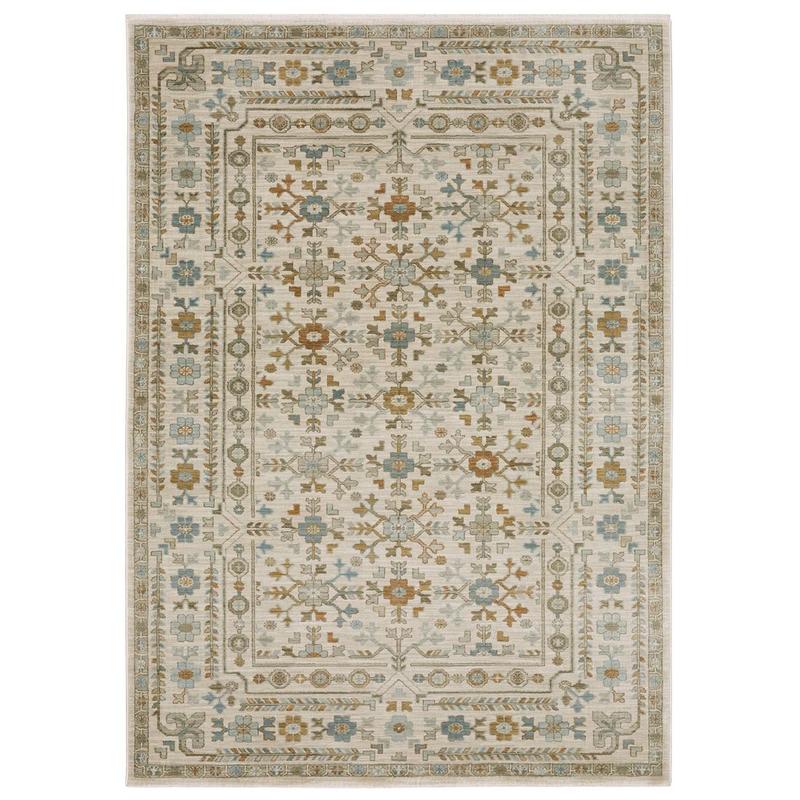 Maeve MAE01 Ivory/ Teal Indoor Area Rug - 3'3" x 5'