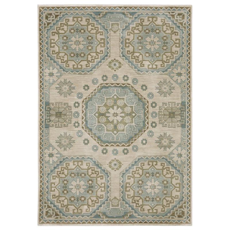 Maeve MAE03 Beige/ Teal Indoor Area Rug - 3'3" x 5'