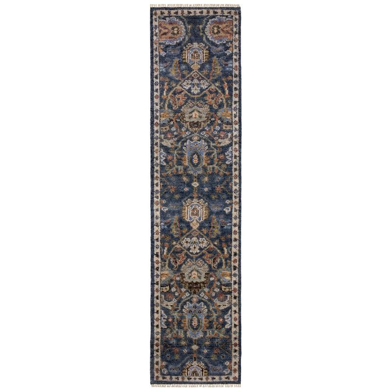 Majorca MAJ02 Navy/ Multi Indoor Area Rug - 2'6" x 10'