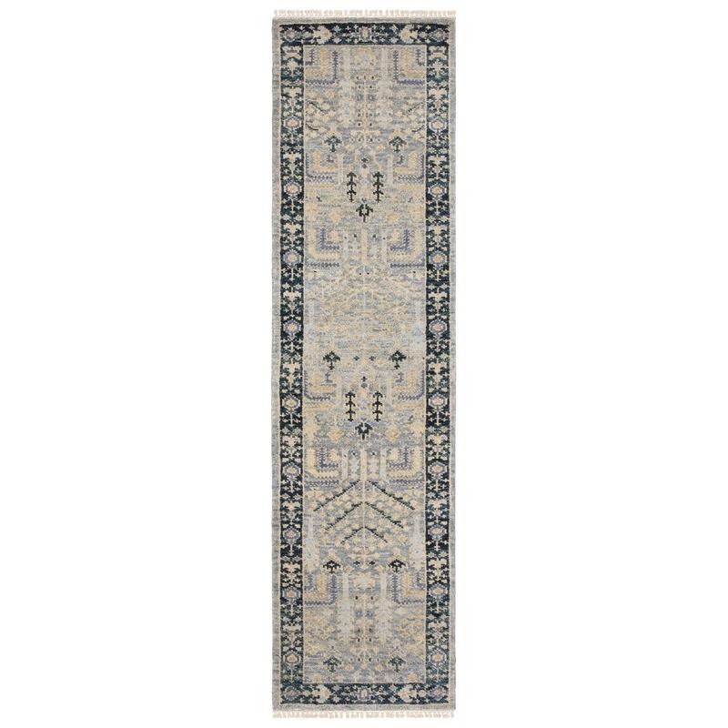 Majorca MAJ04 Grey/ Blue Indoor Area Rug - 2'6" x 10'